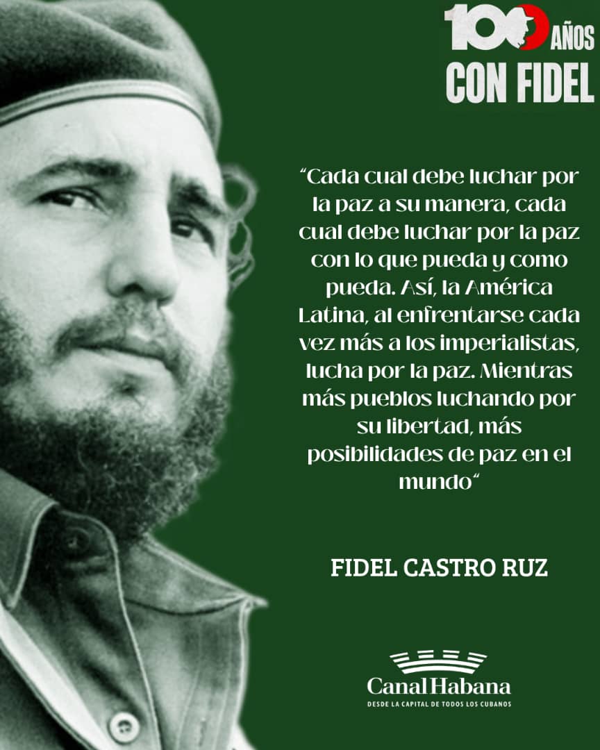 Fidel: "Tenemos la obligación de ocupar el lugar que nos corresponde en el puente de mando y hacer que todos naveguemos en condiciones de solidaridad, equidad y justicia” 
#100AñosConFidel #LaHabanaViveEnMí