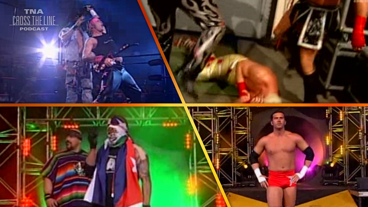 CrossTheLineTNA's tweet image. .@FrankieKazarian must go at it alone after @TheEricYoung was attacked backstage at #Lockdown 2008! 

Could the Rock 'N Rave (@LanceHoyt &amp;amp; Jimmy Rave) or LAX (@SuperMexCTM &amp;amp; Homicide) win Cuffed In The Cage? Find out with us now!

#TNAWrestling #TNAiMPACT #Wrestling