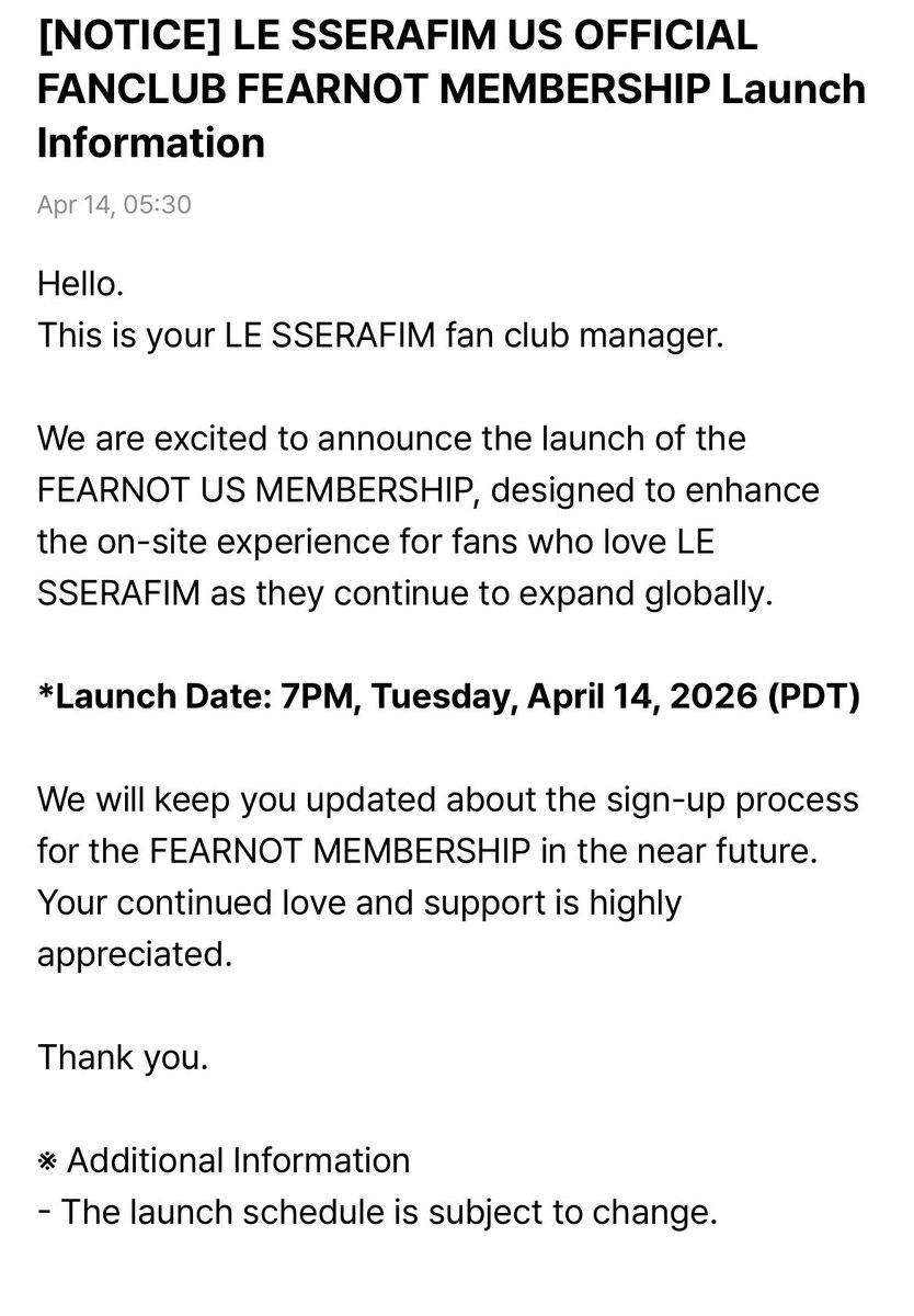 sserapics's tweet image. LE SSERAFIM US OFFICIAL FANCLUB FEARNOT MEMBERSHIP Launch Information

Hello. This is your LE SSERAFIM fan club manager.  We are excited to announce the launch of the FEARNOT US MEMBERSHIP, designed to enhance the on-site experience for fans who love LE SSERAFIM as they