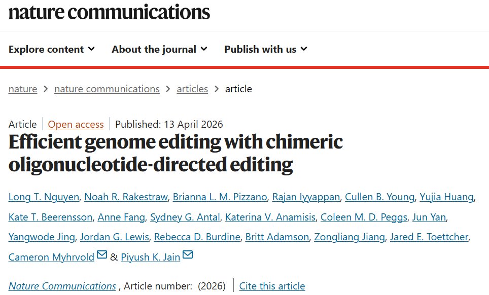 JainLaboratory's tweet image. Our Cas9-polymerase gene editors, #CODE, was published today @NatureComms. Co-led by @LongNguyenFi &amp;amp; @noah_rakestraw in a fun collaboration @cambearon @Princeton. Thx @ZongliangJiang @UF @toettch @rburdine1 @bsadamson 
Paper: rdcu.be/fdhOE
Post: tinyurl.com/2n64atbs