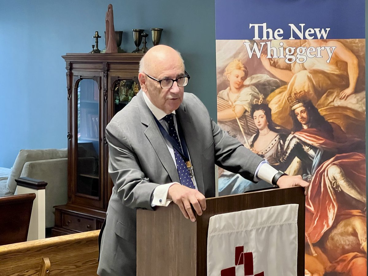 markdtooley's tweet photo. Our New Whiggery dinner featured Frank Buckley discussing his book “The Roots of Liberalism: What Faithful Knights and the Little Match Girl Taught Us about Civil Virtue.” @new_whigs @TheIRD https://t.co/jUPNneMvu7