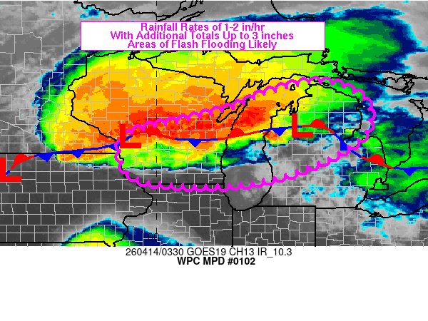 NWSWPC's tweet image. #WPC_MD 0102 affecting southern WI into central/northern Lower MI, #miwx #wiwx #iawx, wpc.ncep.noaa.gov/metwatch/metwa…