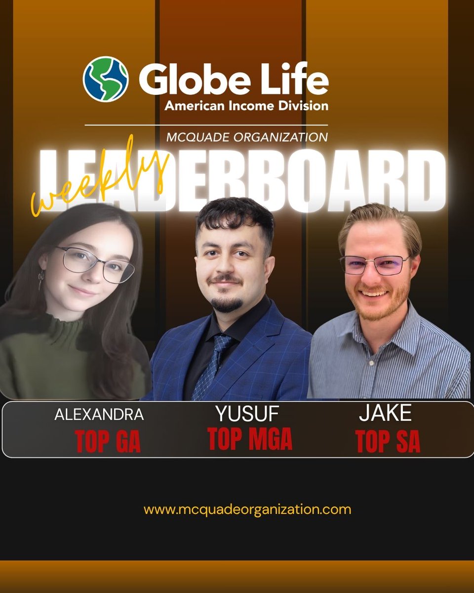 McQuadeOrg's tweet photo. This is what leadership looks like this week.

Alexandra – Top GA
Yusuf – Top MGA
Jake – Top SA

Different roles. Same mindset: consistency, growth, and results.

This separates those who just show up… from those who lead.

👉 Want to be on this board next? Let’s talk. https://t.co/vwn6HAcqjp