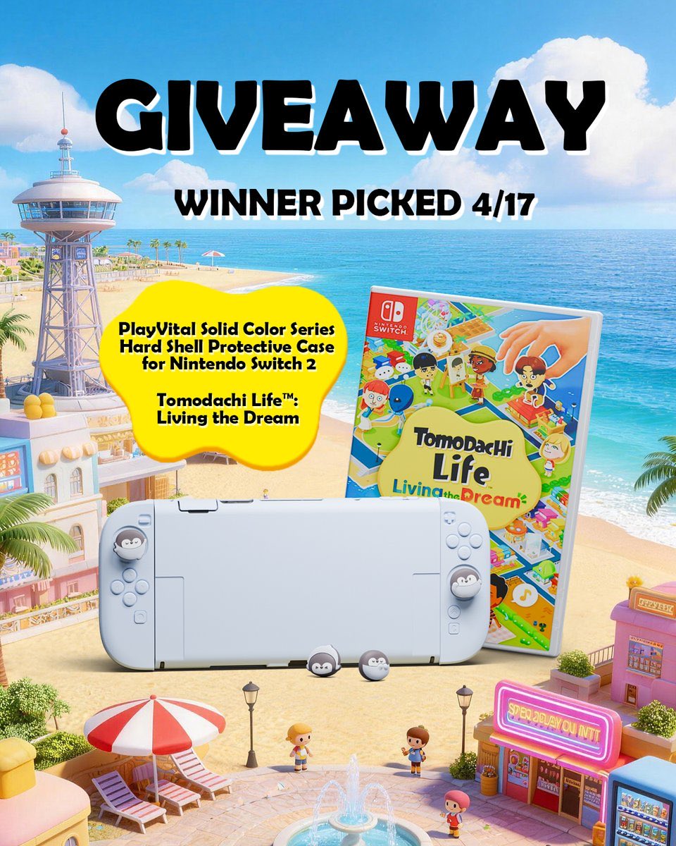 🏝️ GIVEAWAY 🏝️ 

Ready to play Tomodachi Life: Living the Dream? 🏖️

- Follow <a href="/raunak_yadush/">Raunak Yadush</a> 
- RT &amp; Like 

Winner picked on April 17th. 

#GIVEAWAY #gaming #nintendoswitch #nintendoswitch2 #gamers #Switch #usa #japanese