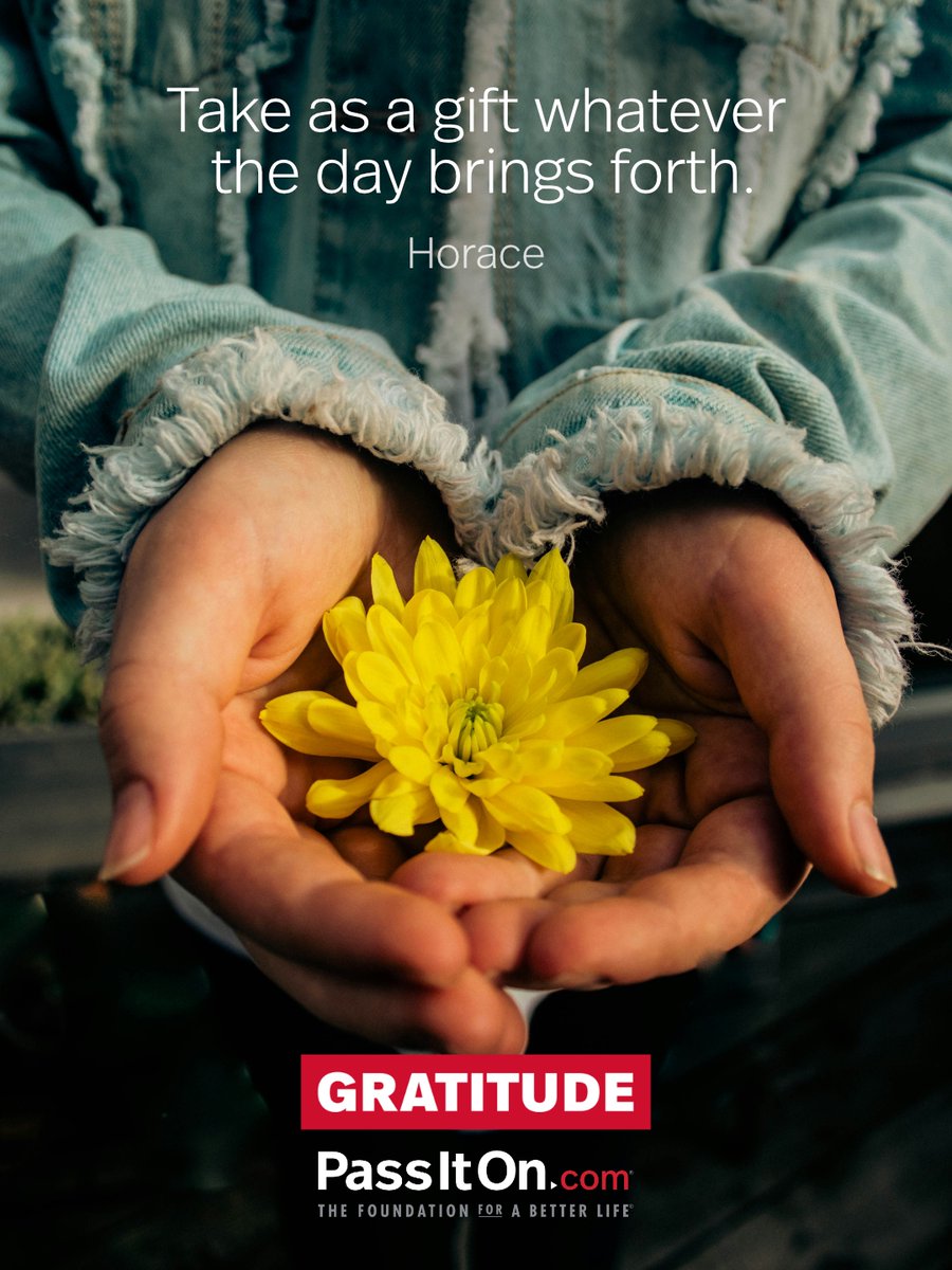 Take as a gift whatever the day brings forth. Horace
#gratitude #passiton