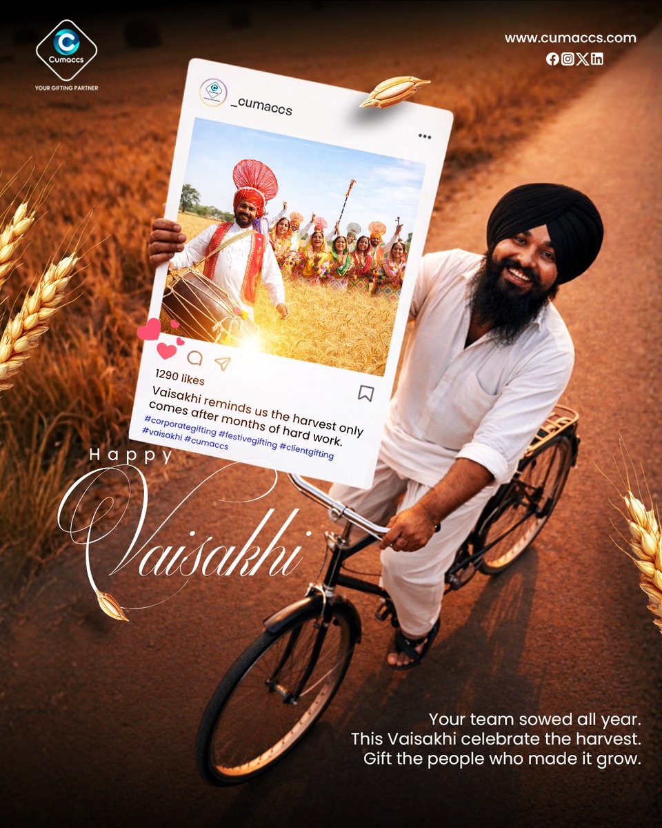 Wishing you joy, prosperity, and new beginnings this Vaisakhi 🌾✨
Cumaccs wishes you a Happy Vaisakhi!

#Vaisakhi #CorporateGifting #ClientGifting #Cumaccs