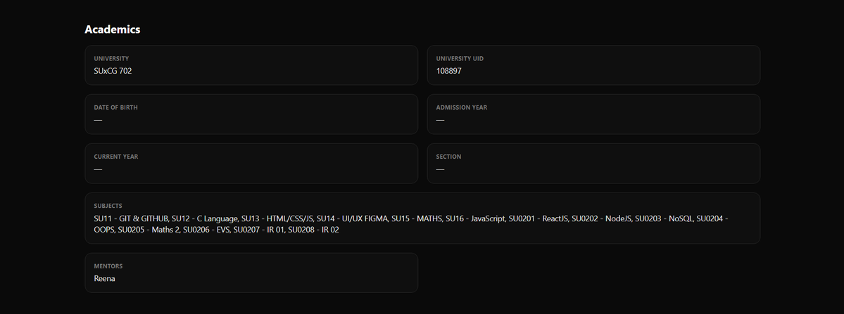 BhavyTalaviya04's tweet image. 🚀Building CodingGita Profile Dashboard in React
👨‍💻Student-centric UI with clean dark theme
📊Academic details • Contact info • Social links
🎯 Focused on modern UI/UX + responsive design
💡 Tech: React.js | Tailwind | API Integration
#ReactJS #WebDevelopment #ReactDeveloper