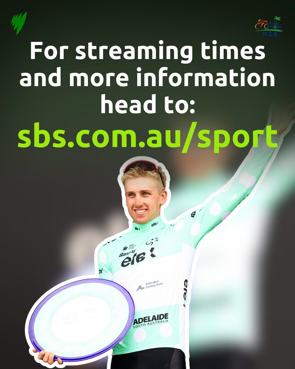 SBSSportau's tweet photo. The UCI World Tour continues! 🌎 

Make sure to check out the 18 Aussies in action at the 2026 Tour of Hainan 🇦🇺 

#TourofHainan | April 15 - 19 | SBS on Demand 📺 https://t.co/7SSsc9cGxV