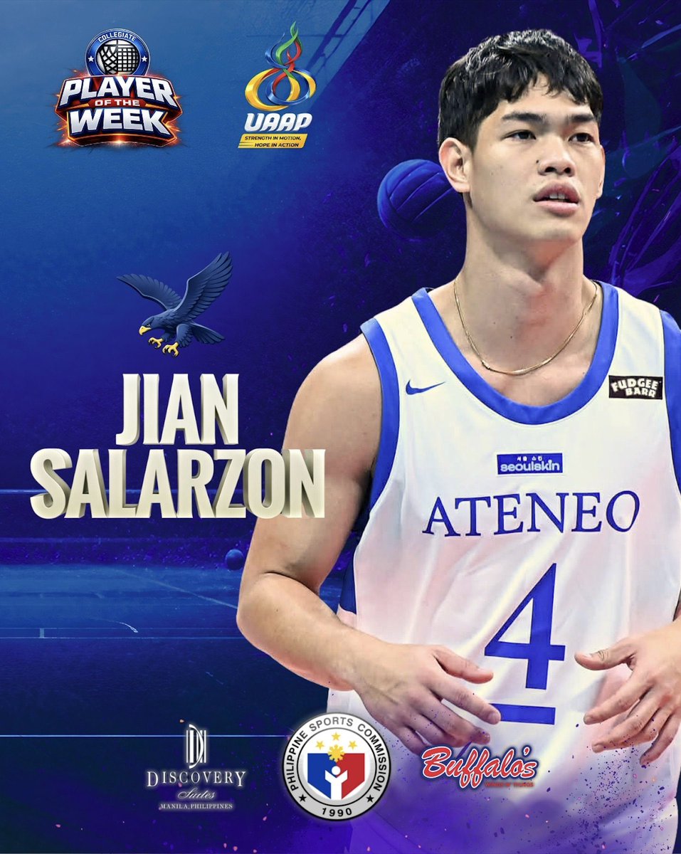 cpc_ph's tweet photo. JIAN IS GOLD 🦅

Jian Salarzon sent Ateneo on the cusp of a first Final Four berth in seven years, earning him the Collegiate Press Corps UAAP Player of the Week nod in men’s volleyball.

#UAAPSeason88 #StrengthInMotionHopeInAction https://t.co/NhlYtx1bav
