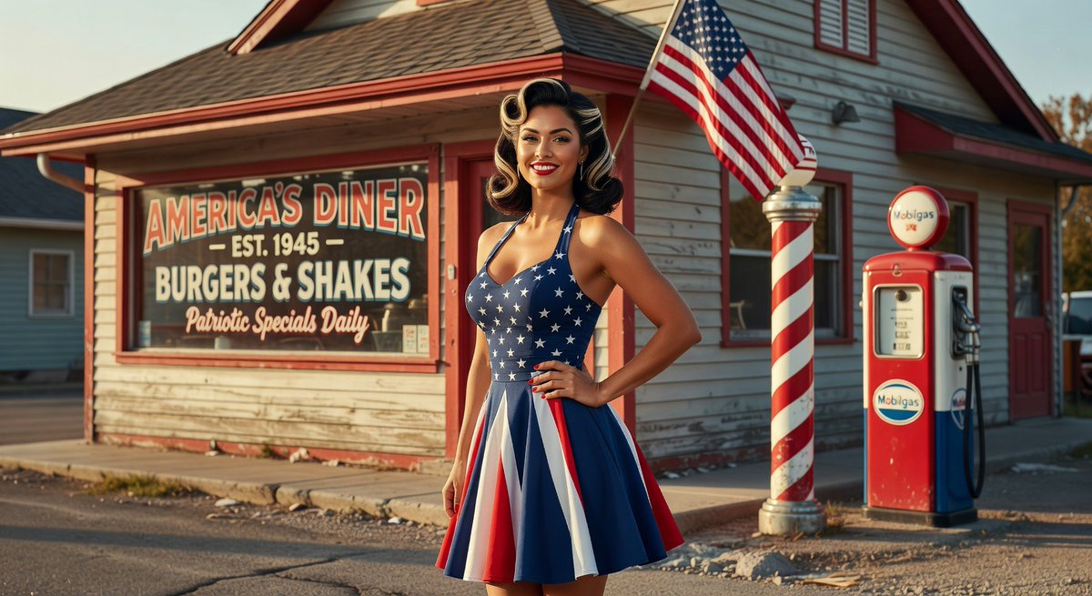 PinupHeavenShop's tweet image. Tick-tock, sweethearts! 81 days to America 250 glory on July 4th, 2026. Flip through our empowering patriotic pin-up calendars, channeling that fierce 1950s spirit. Dad will adore this confident nod to the red, white, and blue! 🎉🗓️ #America250 #FourthOfJuly2026 #FathersDay