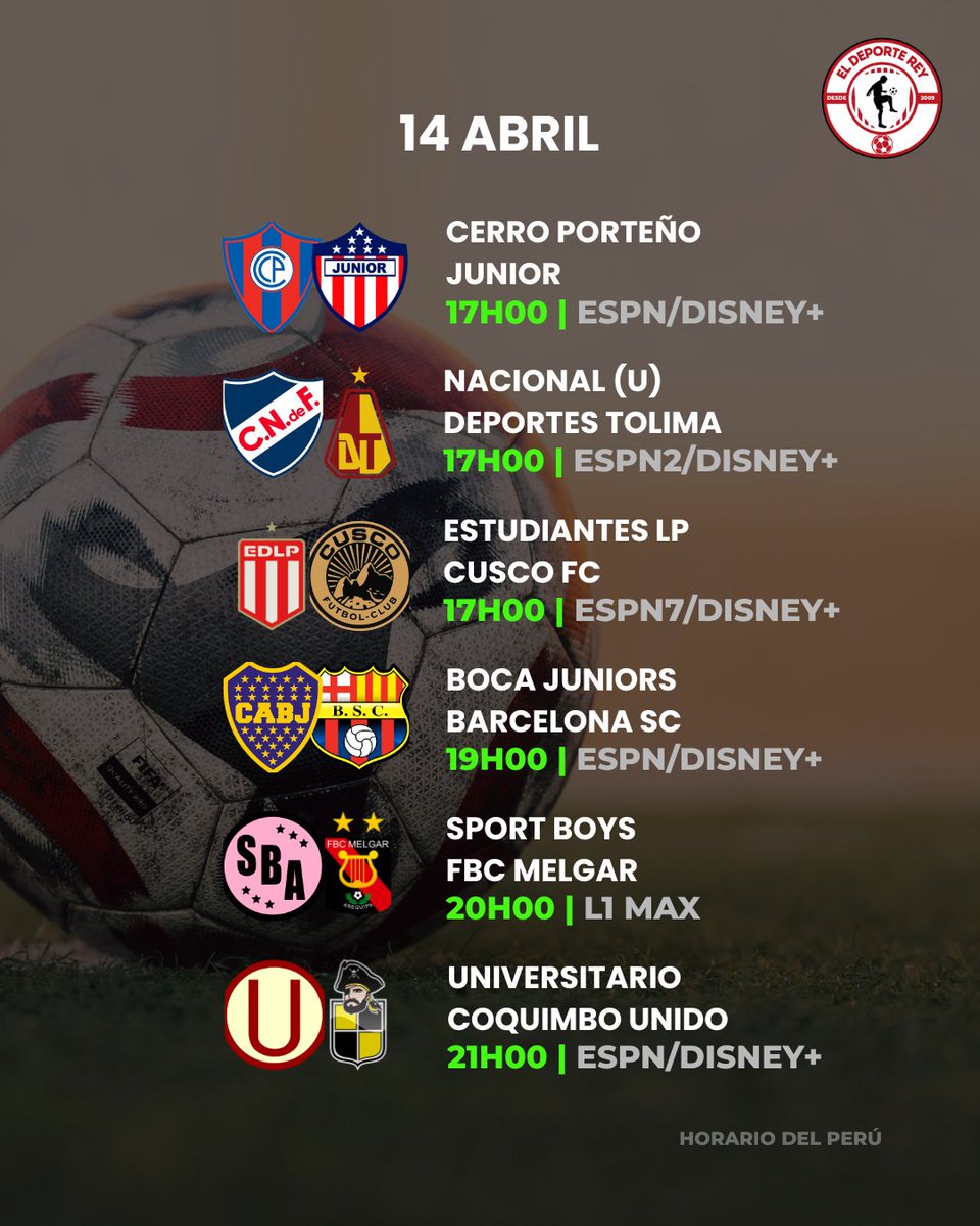 𝗔𝗴𝗲𝗻𝗱𝗮 𝗱𝗲 𝗳ú𝘁𝗯𝗼𝗹 | 𝗠𝗮𝗿𝘁𝗲𝘀 ⚽️
Se definen los semifinalistas de Champions, arranca la fecha 10 de Liga1 y continúa la acción en Libertadores, Sudamericana y la Liga de Naciones Femenina.
Martes a puro fútbol. 🔥