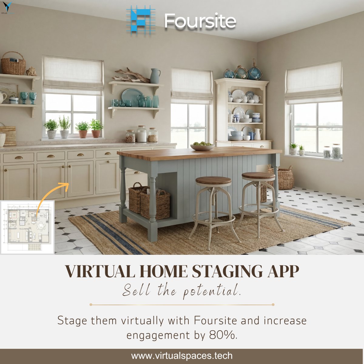 Sell the potential. 🏛️
Empty properties stay on the market longer. Stage them virtually with Foursite to boost engagement by 80%. Turn 2D plans into photorealistic homes instantly. 🚀

👉Sign up: virtualspaces.tech

#AI #PropTech #2Dto3D #Foursite #RealEstate #InteriorDesign