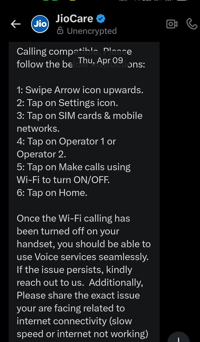 pankkz's tweet photo. This is how Jio customer support executive handles the case
@JioCare @airtelindia @ViCustomerCare @Airtel_Presence @reliancejio https://t.co/qjpKekPMMx