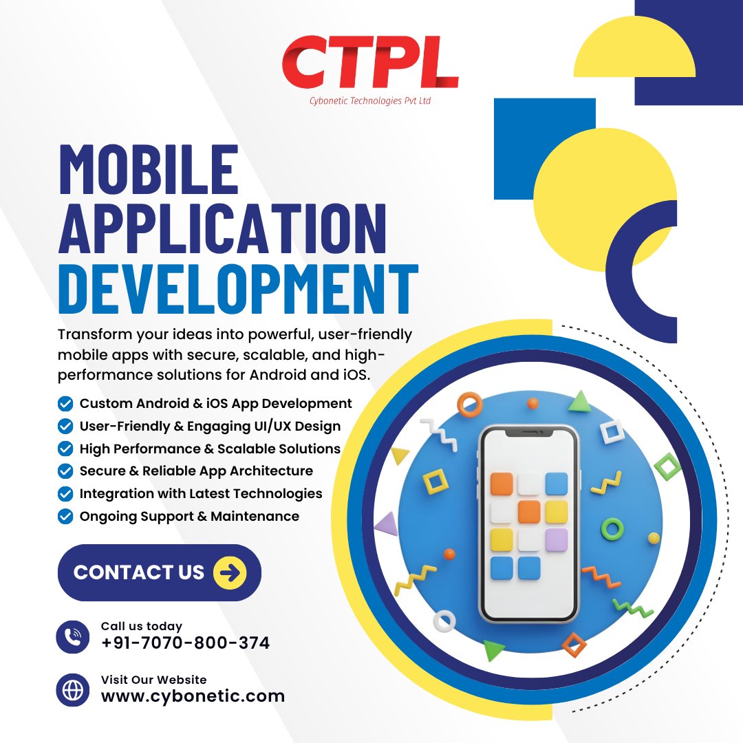 cybonetic's tweet image. Turn your ideas into powerful digital experiences with Mobile Application Development tailored for Android &amp;amp; iOS. 📱✨

☎+91-7070-800-374
🌐cybonetic.com

#MobileAppDevelopment #AppDevelopment #AndroidApps #iOSApps #UIUXDesign #TechSolutions #DigitalTransformation