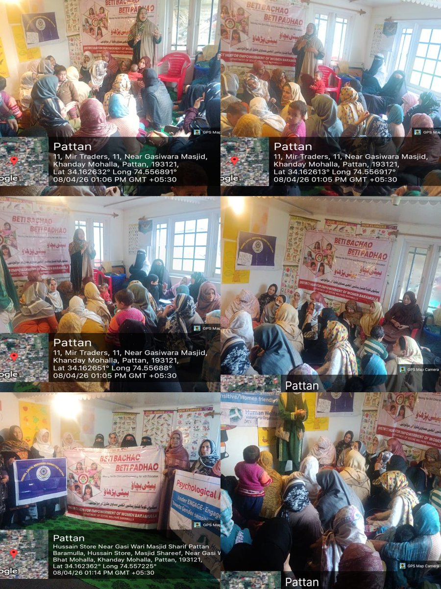 DlcwB's tweet photo. *Mission Shakti Baramulla, Organizes Awareness program on BBBP , and Women-Centric Schemes.Baramulla, 08 -04-2026
Sankalp Hub for  Empowerment of Women, Mission Shakti Baramulla in collaboration with tashil legal services committee pattan and Human welfere volunteers organization https://t.co/HZrW2G9hfW