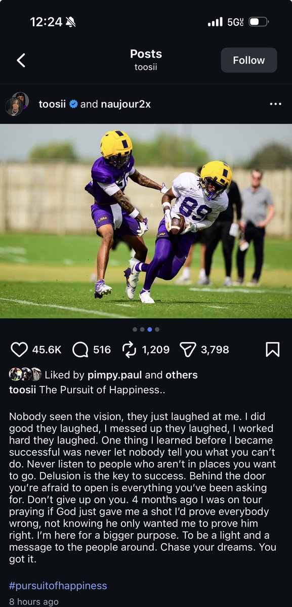 Toosi with a message about playing college football 🔥‼️

I been trolling bro but in all reality I’d 100% do the same thing if i were him . Only get to live 1 life fr . From this day on im not trolling bro no more