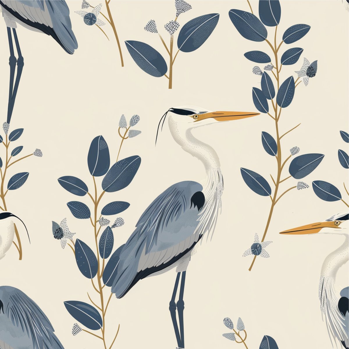 RalfiesDesign's tweet image. Elegant blue herons among lush foliage - a serene nature-inspired Spoonflower design. 🐦🍃 #fabricdesign #homedecor #natureinspired #botanicalpattern