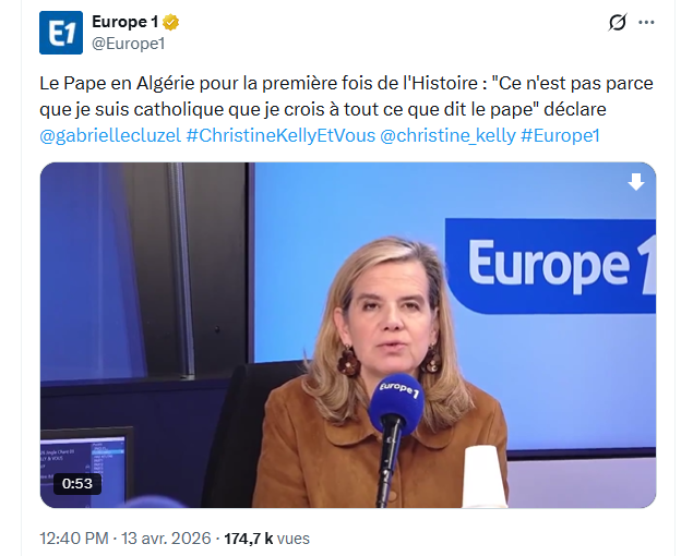 menalahy's tweet image. #Traduction : « Je suis Catholique pratiquante mais c'est un mauvais Pape car il n'est pas algérophobe ».