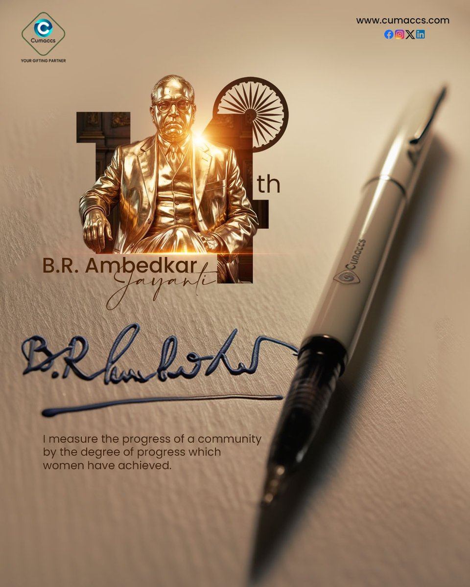 Cumaccs wishes you a thoughtful Ambedkar Jayanti.
Honouring a legacy of equality and progress.

#AmbedkarJayanti #CorporateGifting #festivegifting #clientgifting #Cumaccs