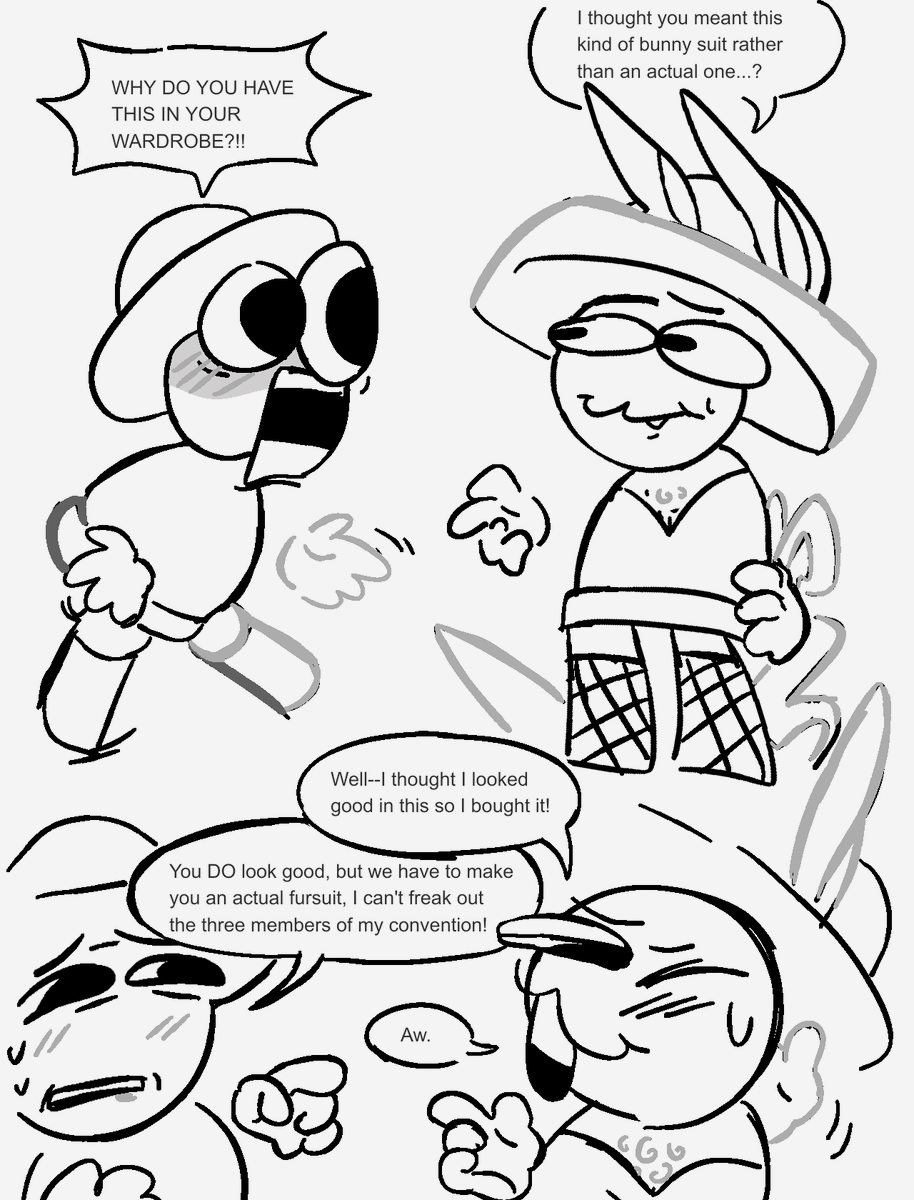 Half_jokingly's tweet image. lemonlime doodle comic 201: bendu bunny suit confusion
