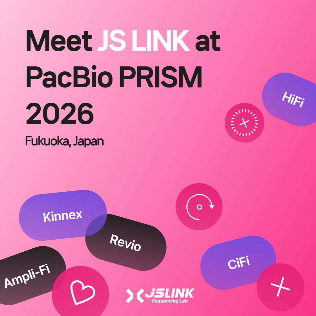 JSLinkSeqLab's tweet photo. 📍 Connecting the Past, Present, and Future of Genomics at PacBio PRISM 2026 - Fukuoka!

At JS Link, our expertise in long-read sequencing isn't just a service—it’s a legacy. From the early days of SMRT sequencing to the era of high-throughput fidelity, we have evolved alongside every milestone of PacBio’s innovation.

Our technical journey speaks for itself:
✅ RS II (The Beginning)
✅ Sequel I
✅ Sequel II/IIe
✅ Revio (The New Standard)

With over a decade of hands-on experience across this entire lineage, we have optimized protocols for the most complex genomic challenges. Now, our Sales & Business Development team is heading to PacBio PRISM 2026 in Fukuoka to share these insights with the APAC research community!

Whether you are looking for a reliable partner for long-read data or planning your next large-scale project on the Revio system, we are here to support your vision.

📅 When: May 11–13, 2026
📍 Where: Grand Hyatt Fukuoka, Japan

💬 Let’s build the future of genomics together.
Want to discuss your project during the event? Send us a DM/email or comment below to schedule a meeting!
📧 info@jslink.co.kr

#PacBioPRISM #PRISM2026 #PacBio #HiFiSequencing #LongReadSequencing #Genomics #Revio