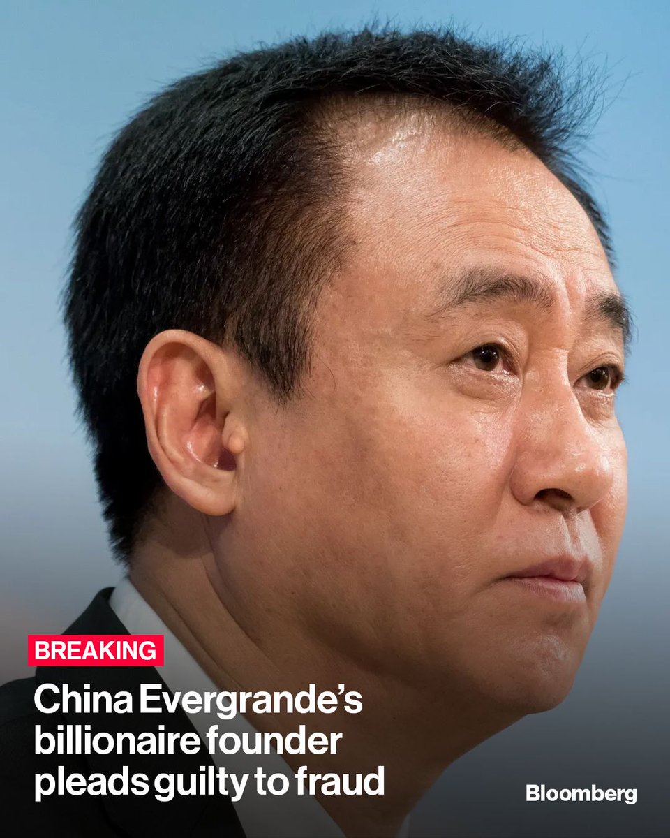 Hui Ka Yan, the founder of China Evergrande Group, has pleaded guilty to a number of charges including fundraising fraud and bribery in a Chinese court, around three years after he was put under police control on suspicion of committing crimes. bloom.bg/4ejBc2D

📷: Paul