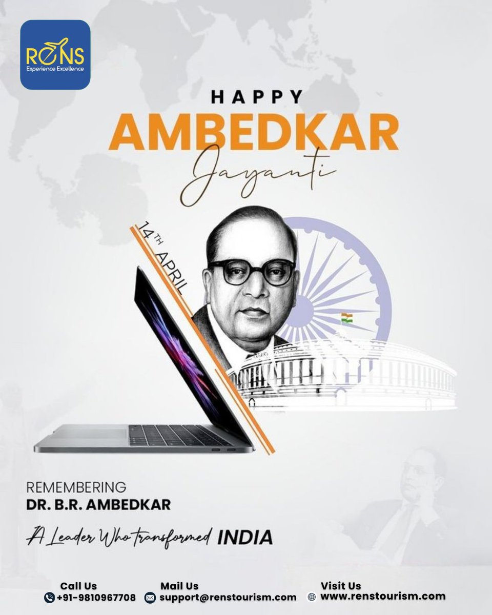 RENS_Tourism's tweet photo. On this Ambedkar Jayanti, we celebrate the visionary Dr. B. R. Ambedkar who gave India the power of equality and rights.
Let’s travel forward with unity, dignity, and freedom.

#AmbedkarJayanti #DrAmbedkar #IncredibleIndia #TravelWithPurpose #EqualityForAll #RENSTourism https://t.co/GoZtir7wtG