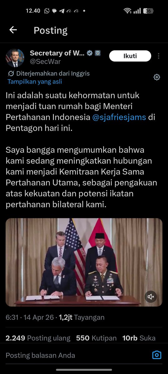 ilhamy567's tweet photo. @indepenSumatera @Risma_Nurh udah deal. menteri perang amerika sudah mengumumkannya https://t.co/NfivE085xb