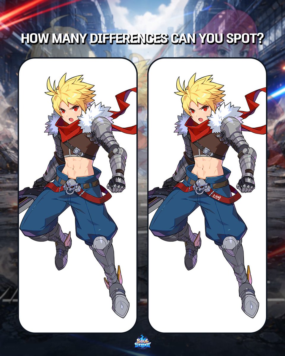 SoulStrike_EN's tweet image. Can you find all the differences in 10 seconds?⏱️
Reply with the number of differences you found!

Share with your friends to see if they can spot the difference faster than you!🚀

#SoulStrike #SpotTheDifference #Gaming #Test