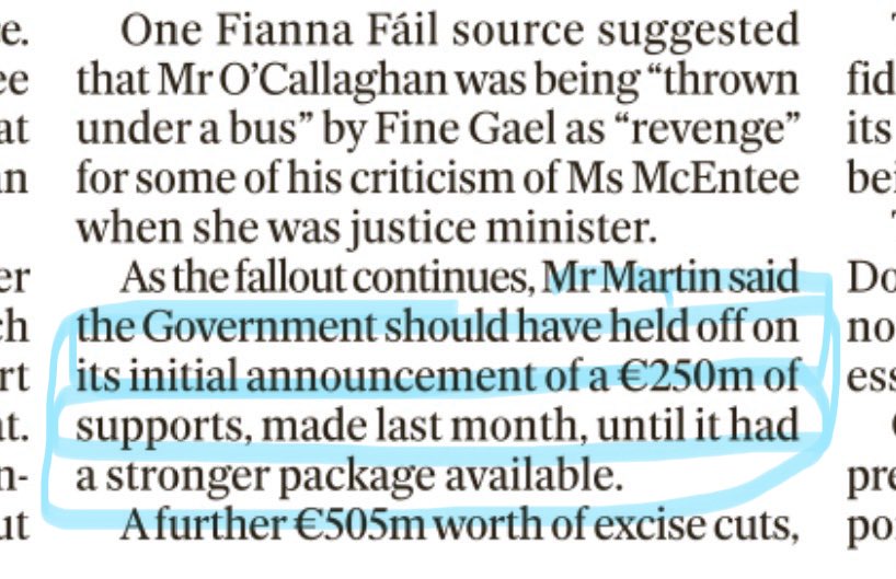 DSMooney's tweet image. Interesting line in @MaryERegan’s analysis of #irishfuelprotest political fallout. An Taoiseach’s own @fiannafailparty TDs told him precisely this in mid/late March… and he disregarded them. 
He and Tánaiste ignored the warnings and made the wrong call.