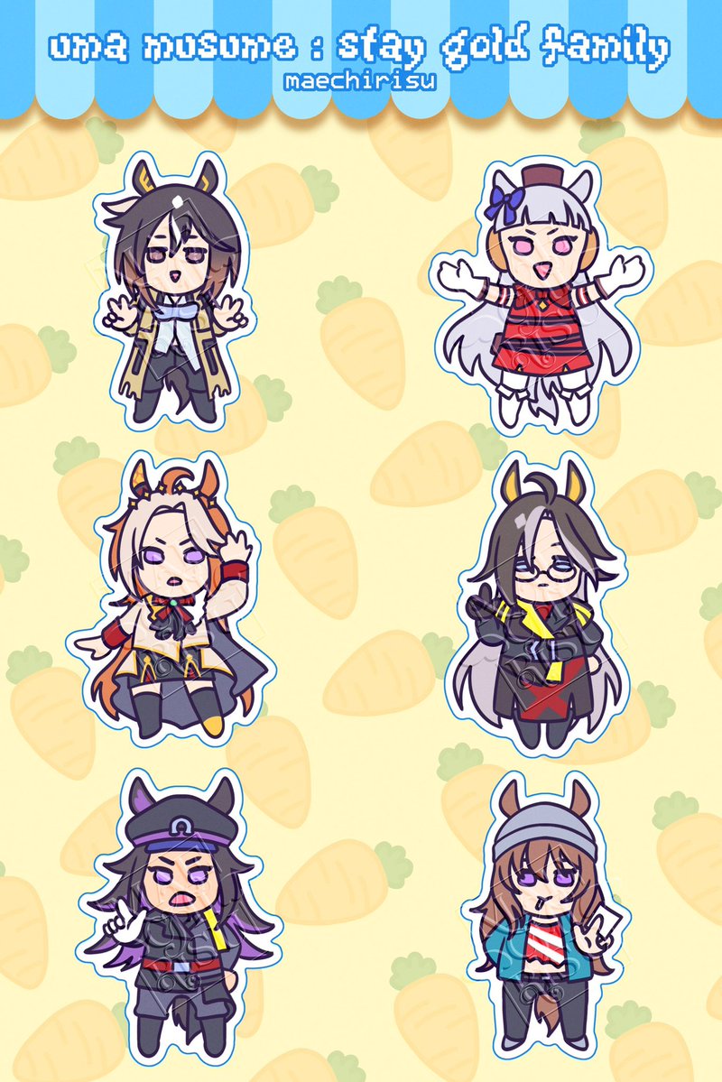 maechirisu's tweet image. turns stay gold family into sticker sheet 

#umamusume #staygold #goldship #orfevre #dreamjourney #fenomeno #nakayamafesta