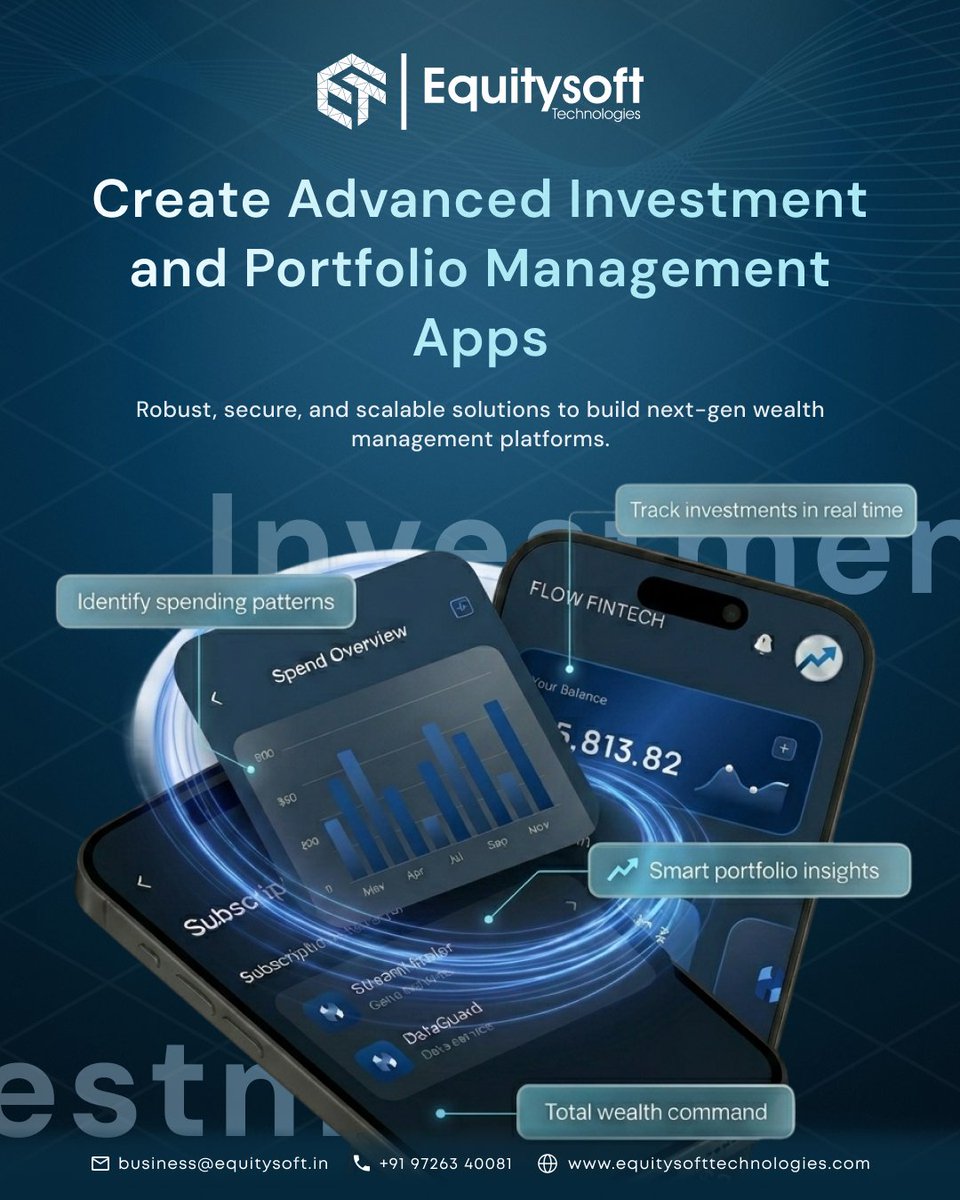 equitysoft's tweet image. Create scalable fintech solutions that enhance user experience, simplify financial decisions, and drive smarter investment strategies. 📊🚀
.
#FintechApp #InvestmentApp #PortfolioManagement #WealthTech #Equitysoft💜 #TradeBTS #solutions