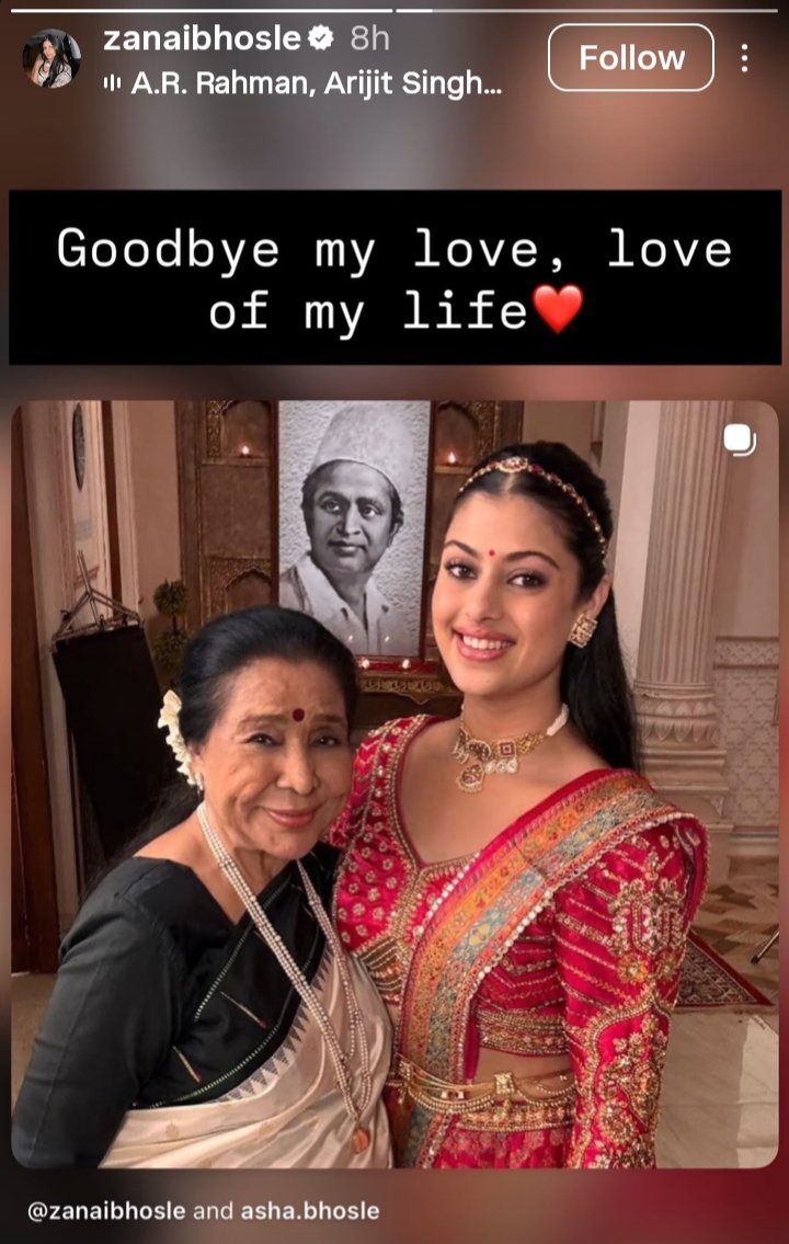 filmfare's tweet image. #ZanaiBhosle bids a heartfelt farewell to her grandmother #AshaBhosle, expressing deep gratitude for the love and support from well-wishers. ❤️

#Celebs