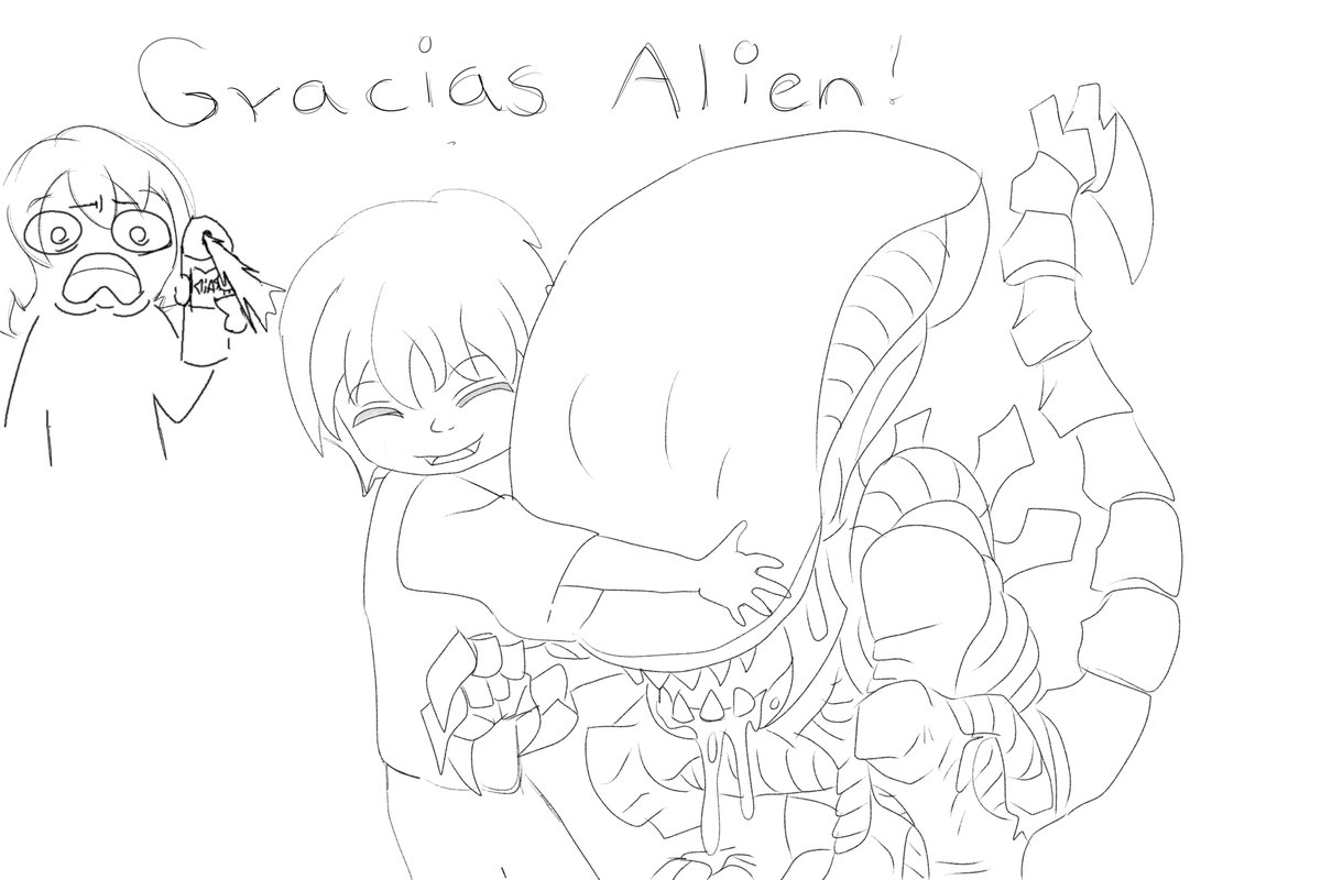 PeanutLoti's tweet image. Curi hecho para mi besto friend por que terminamos de ver Alien Earth 
#alien #xenomorph #curi #dibujo #draw