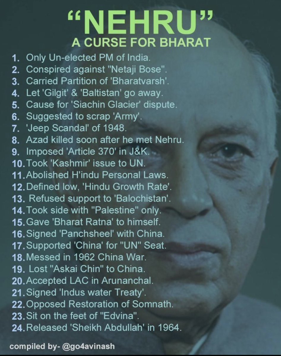 TanmoySanyal9's tweet image. ⭕#Nehru &amp;amp; thus  #Congress are #curses on #India.
⭕#India will be suffering until #congress exists  even in bits &amp;amp; pieces in #India.