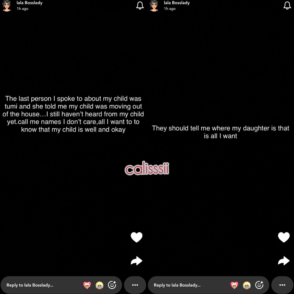 calisssii's tweet image. OMG. Angel’s mum is calling out Tumi and asking where her daughter is.

She also shared screenshots of their conversations about the relationship.

this is getting messy😭
