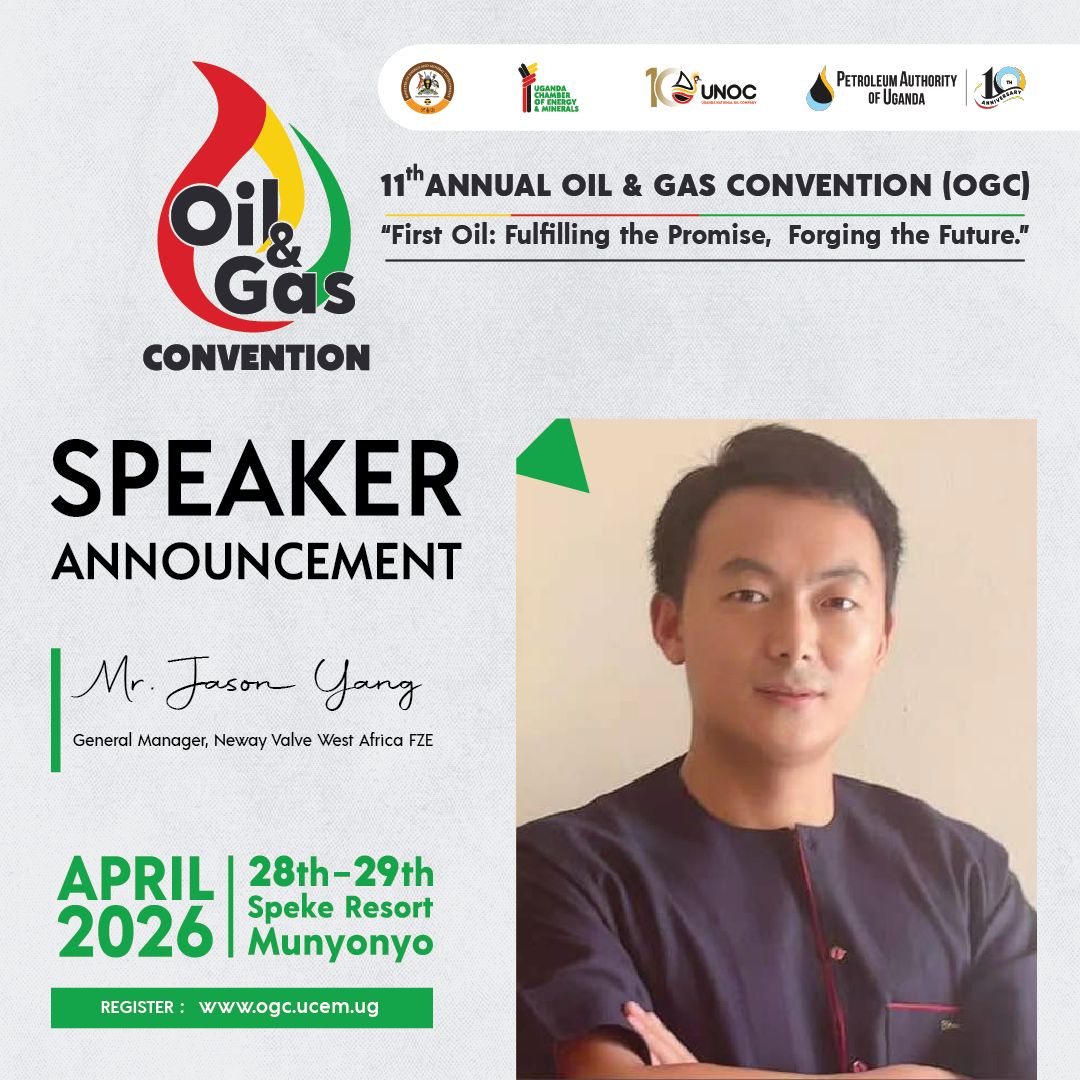 UgandaChamber's tweet image. We are pleased to welcome Mr. Jason Yang, General Manager, Neway Valve West Africa FZE,
as a 🚨#Speaker at the 11th Uganda Oil &amp;amp; Gas Convention 2026.

With extensive experience across the oil and gas industry, Jason has played a key role in driving market expansion, strengthening