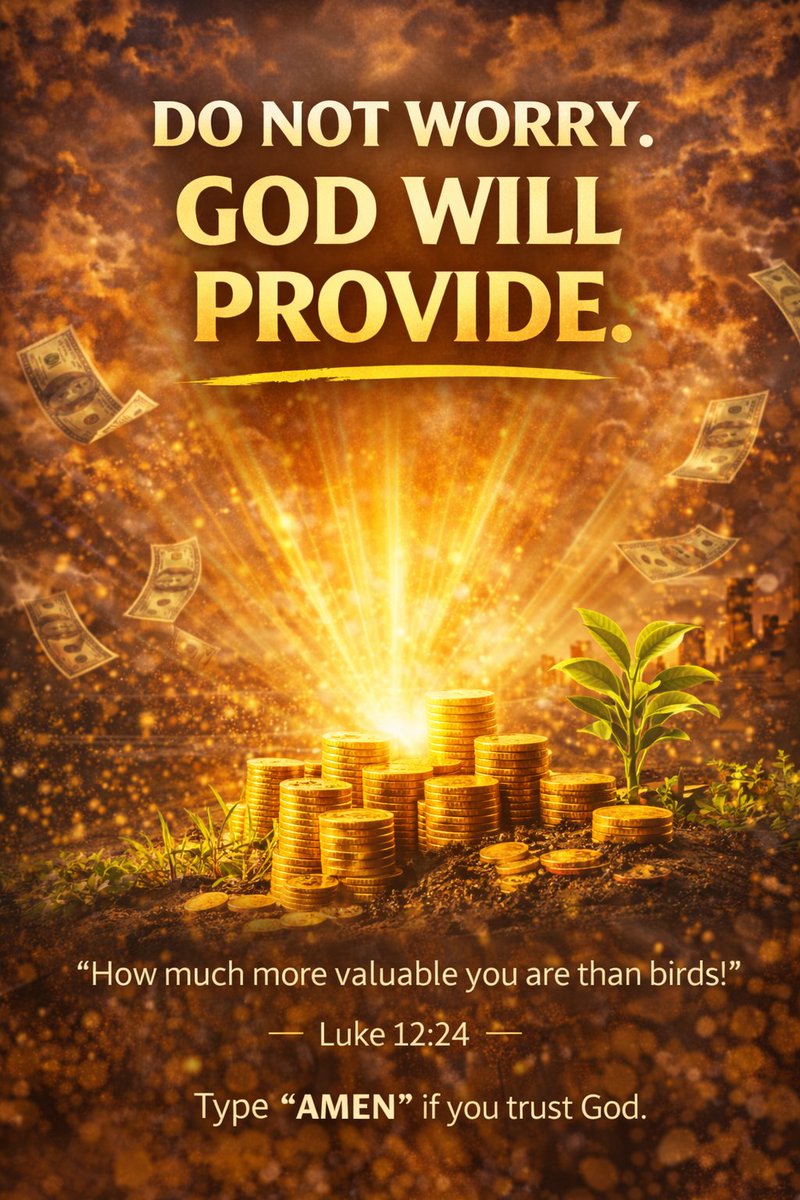 FishVlogs's tweet photo. Worry drains you, but trust in God brings peace and provision. 🙏✨
He already knows your needs—and He will take care of you.
Type “I TRUST GOD” if you believe. https://t.co/sodTlENYxN
