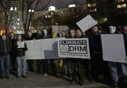 endDRM's tweet image. They say "rights," we say "restrictions" #DRM are not for your digital /rights/, they are /restrictions/ imposed on you. Celebrate your own intellect by staying away from DRM. Learn more about DRM-free living at u.fsf.org/44y