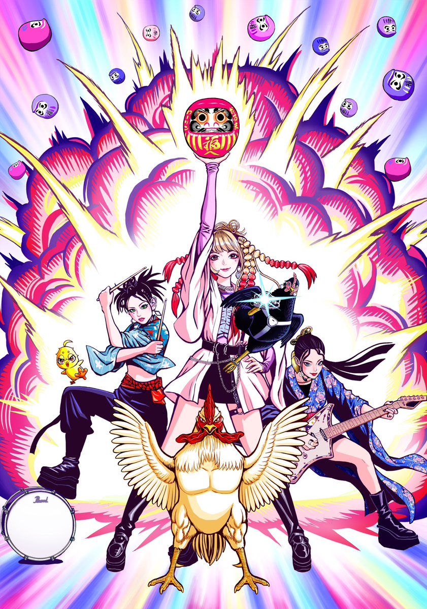 darumarollinjp's tweet image. 【さらに……❗️】

『ニワトリ・ファイター』作者の桜谷先生(@shu_sakuratani )が描いてくださった
『ニワトリ・ファイター』×『DARUMA Rollin'』のスペシャルコラボイラストがなんと❗️🐔
素敵なTシャツになりました👏✨🤯

#ニワトリファイター #RoosterFighter