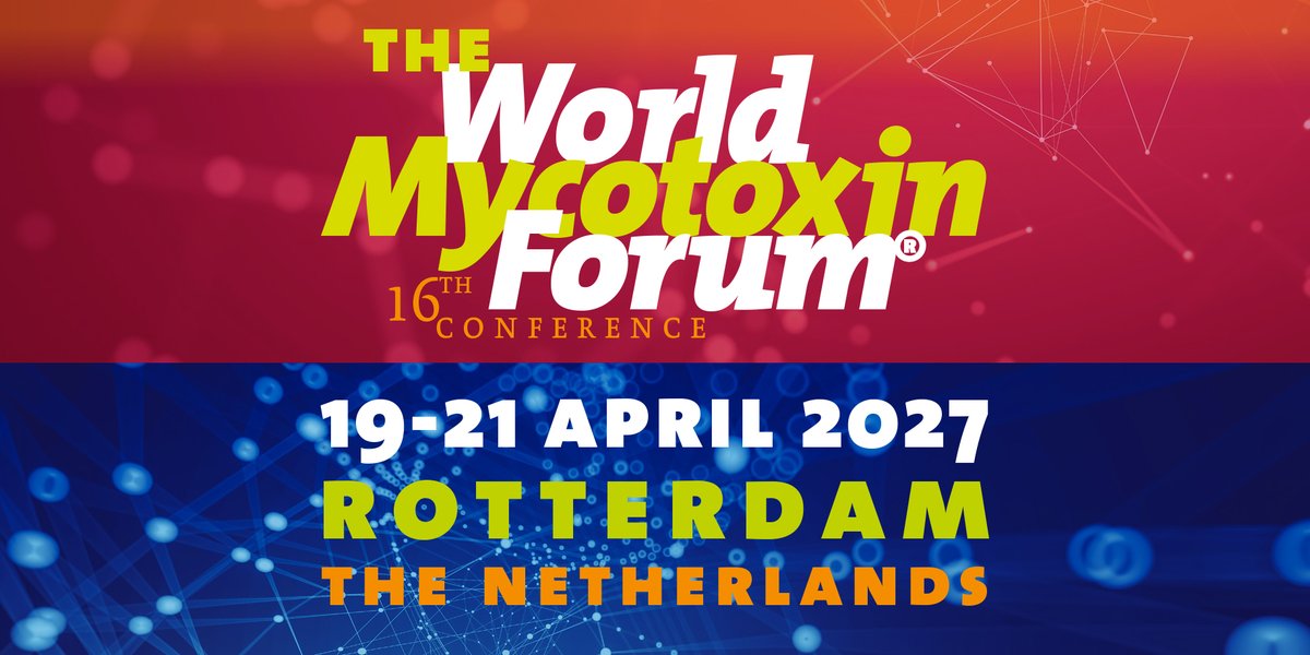 MycotoxinForum's tweet image. The 16th conference of the World Mycotoxin Forum - #WMF2027 - returns to Rotterdam (19–21 April 2027). Join top experts tackling #mycotoxins in the #food &amp;amp; #feed chain under the theme "One Challenge, #OneHealth". worldmycotoxinforum.org