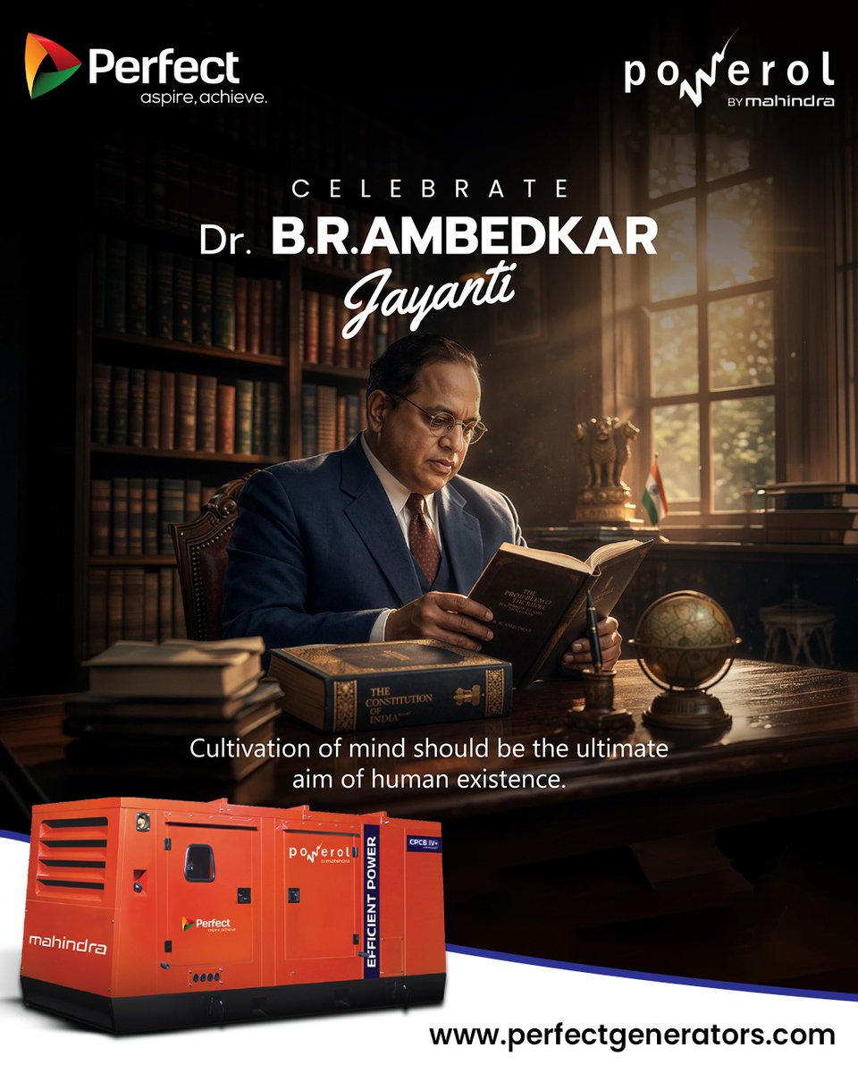 perfectgroup2's tweet photo. Honouring the architect of equality and wisdom.
Dr. B.R. Ambedkar’s vision continues to inspire generations to think, grow, and rise.

This Ambedkar Jayanti, let’s empower minds and illuminate futures.

#AmbedkarJayanti #UnstoppablePower #PerfectGroup #MahindraPowerol https://t.co/HfO1GSEwcM