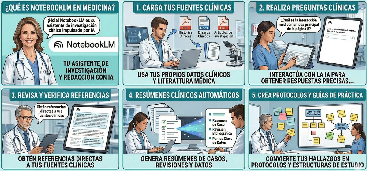 🔍 NotebookLM para médicos y enfermeros: guía completa 2026

Descubre cómo esta herramienta gratuita de Google puede transformar tu formación y práctica clínica diaria: cardioteca.com/cardiologia-cl… 

📄 A diferencia de ChatGPT, NotebookLM trabaja exclusivamente con los documentos que