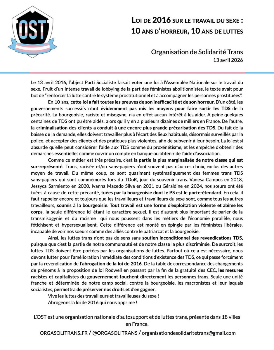 Organisation de Solidarité Trans tweet media