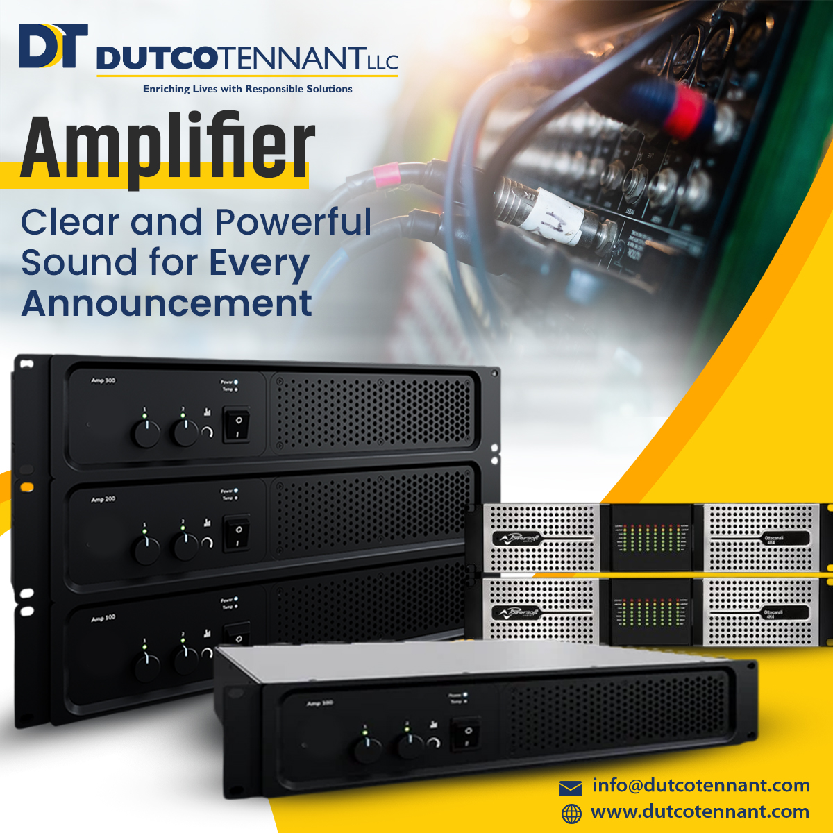 Dutcotennant's tweet image. Achieve clear, powerful sound with efficient, flexible amplifiers for any setup. Compact, reliable &amp;amp; easy to use.

Explore more: dutcotennant.com | info@dutcotennant.com

#Audio #Amplifier #SoundQuality #AVSolutions #DutcoTennantLLC