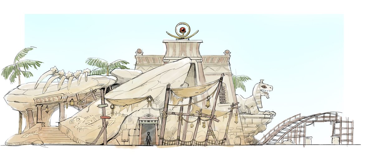 Rollercoaster concept themed around dinosaurs and egypt