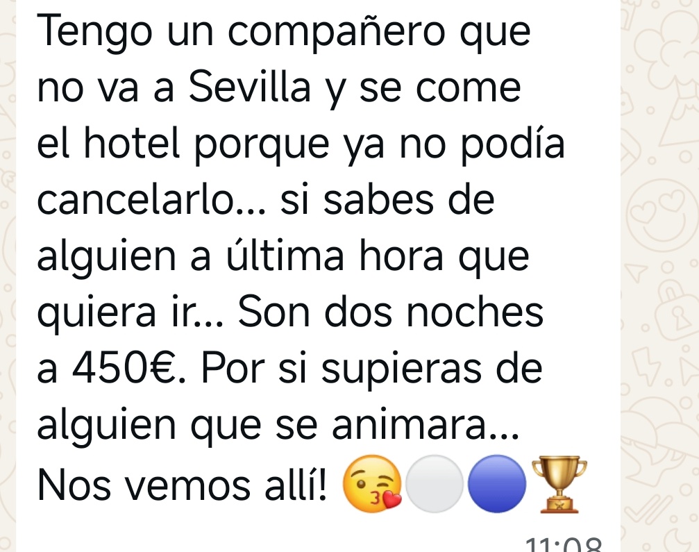 Me manda una amiga. Por si le interesa a alguien alojamiento en Sevilla noches de viernes y sábado .
