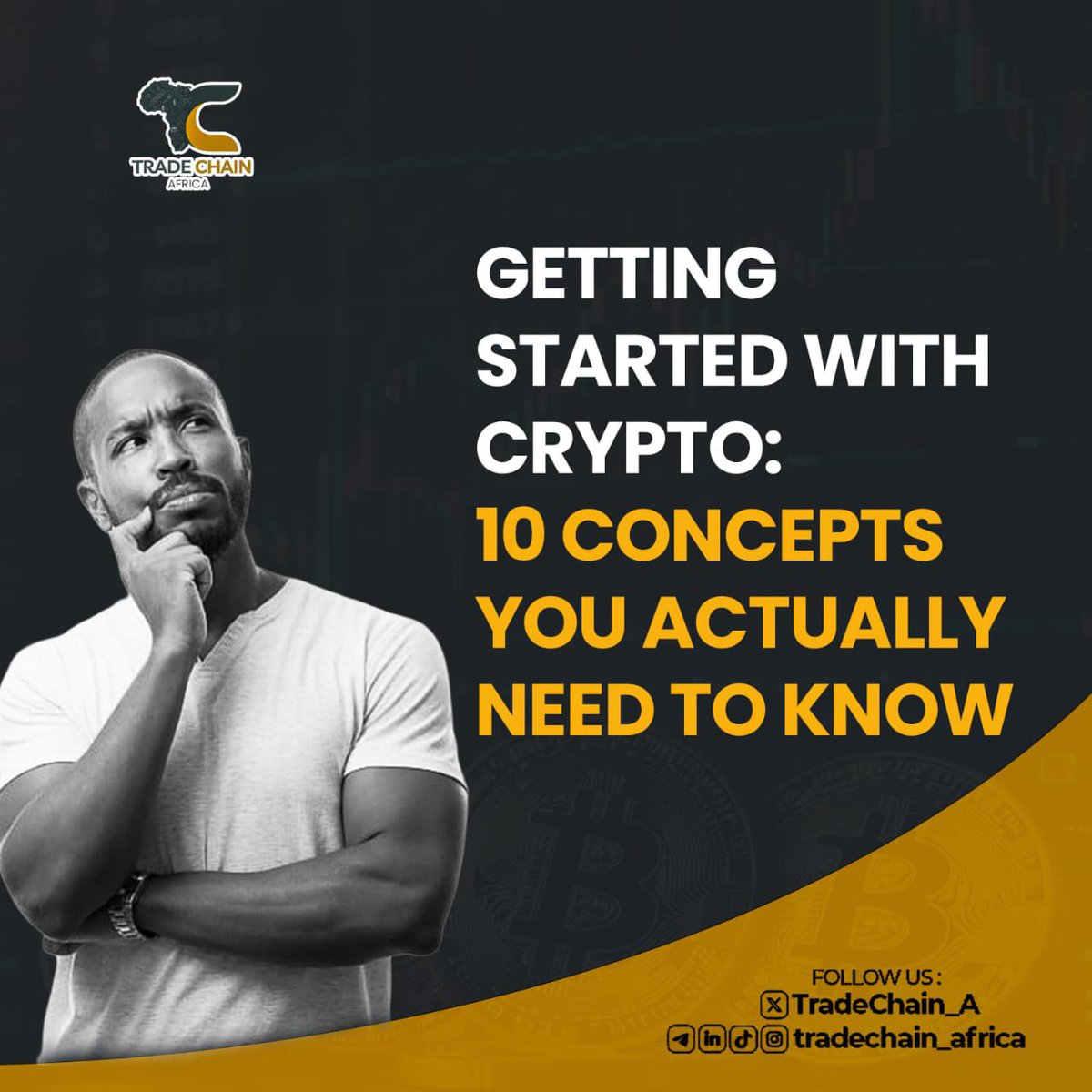 TradeChain_A's tweet image. TradeChain Africa is launching a 10-Day Crypto Education Series!
Over the next 10 days, we’ll break down 10 essential crypto concepts — clear, practical, and beginner-friendly.

Follow &amp;amp; stay engaged! 👇
#TradeChainAfrica #CryptoEducation #Web3Africa #Cryptocurrency #beginner