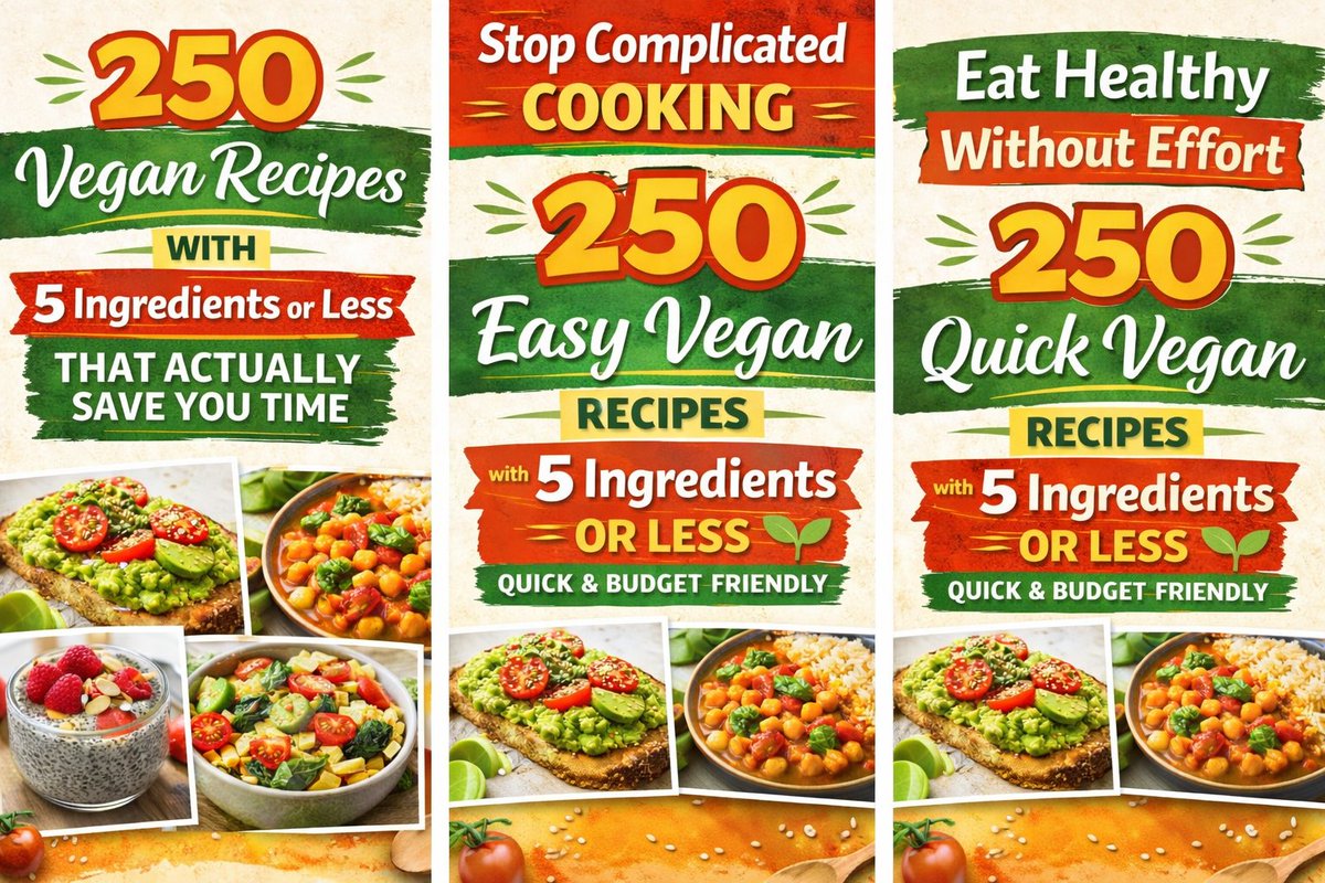 Stop Complicated Cooking 250 Easy Vegan Recipes with 5 Ingredients or Less
sceltiperte365.blogspot.com/2026/04/250-ve…
#veganrecipes #easyrecipes #plantbased #veganfood #healthyrecipes #quickmeals #budgetfriendly #mealprep #veganideas #simplecooking