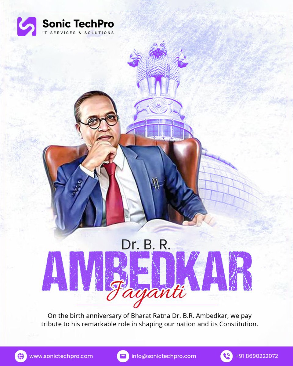 SonicTechPro's tweet photo. Honoring Dr. B.R. Ambedkar on #AmbedkarJayanti.

We’re committed to building inclusive, accessible tech that empowers everyone.

#Equality #Justice #SonicTechPro https://t.co/Ftv23LOvze